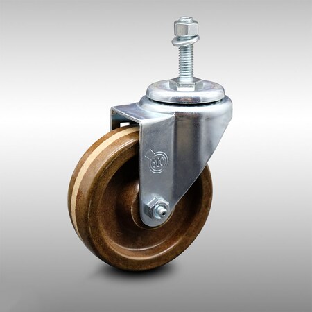 Service Caster 4 Inch SS High Temp Phenolic Wheel Swivel 3/8 Inch Threaded Stem Caster SCC SCC-SSTS20S414-PHSHT-381615